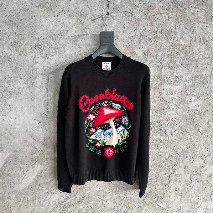 casablanca mushroom graphic knit sweater